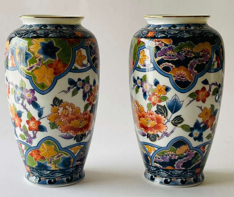 Pair of Japanese Decorative urn shaped Vases.