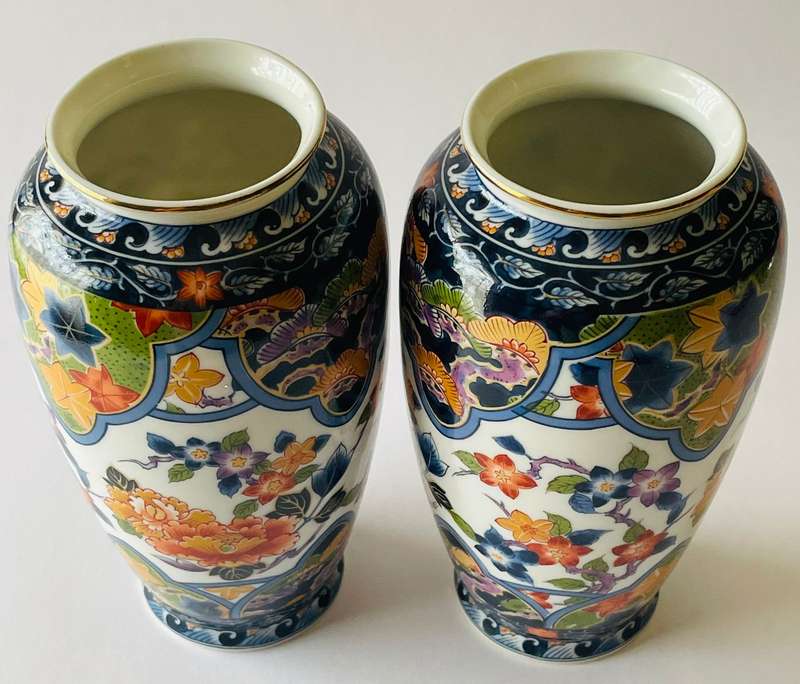 Pair of Japanese Decorative urn shaped Vases.