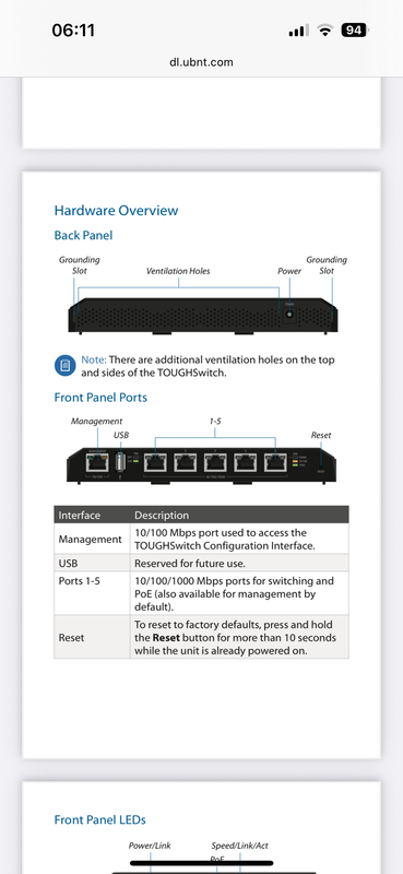 Ubiquiti 5 Port POE Tough Switch