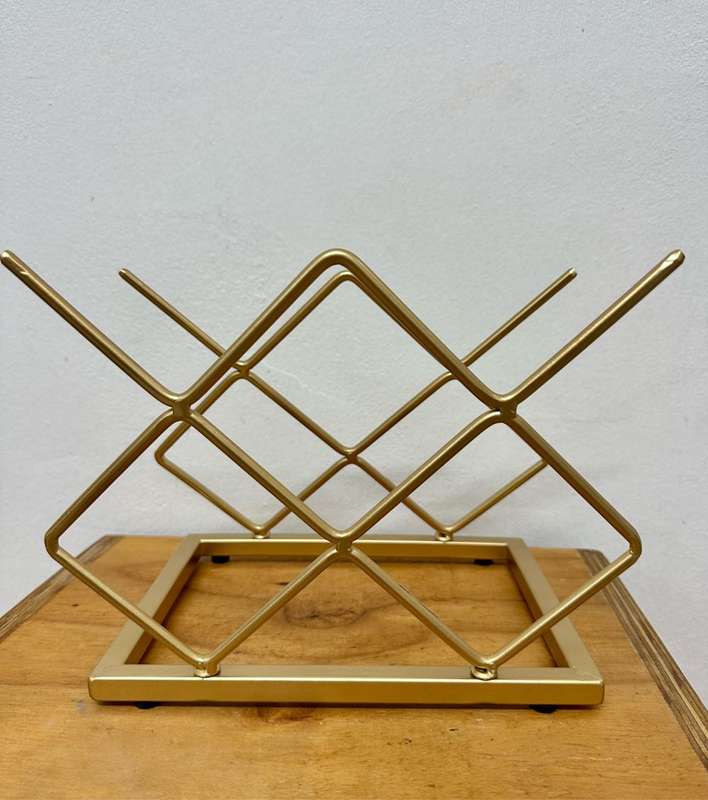 5 Bottle Golden Geometric Wine Rack