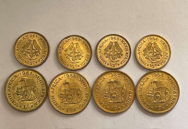 1961-1964 RSA 1 & 1/2 cents (1st Decimal series) - FULL SET