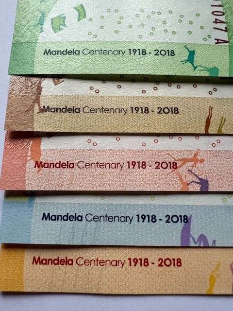 SAME SERIAL NUMBER SA BANK NOTES - "MANDELA CENTENARY 1918-2018" Prefix "AA" Set No #1047
