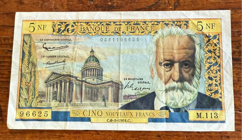 France 5 Nouveaux Francs 1964 Victor Hugo
