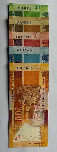 SAME SERIAL NUMBER SA BANK NOTES - PREFIX "AA" Low Same Number notes, SET No #994