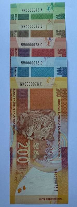 SAME SERIAL NUMBER SA BANK NOTES - PREFIX "NM" Very Low Number notes, SET No #78