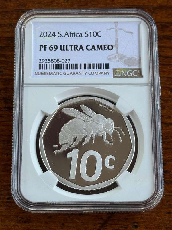 2024 Proof Silver (.999) 1oz South Africa 10 cent - the Cape Honey Bee