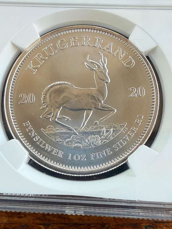 2020 Uncirculated Silver Krugerrand. TOP POP at NGC graded MS70. Rare in this grade