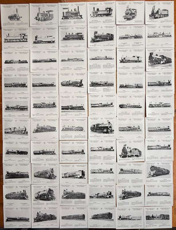 Steam Locomotives of SARS - Stoom Lokomotiewe van SAS (60xPostcards/Poskaart)