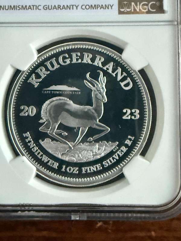 2023 Cape Town Coin Fair Privy (Table Mountain) Proof Silver Krugerrand. Limited Mintage of 1000