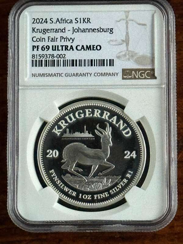 2024 Johannesburg Coin Fair Privy, Proof Silver Krugerrand. Limited Mintage of 1000