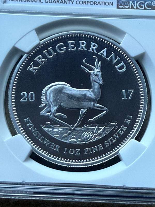 2017 Proof Silver Krugerrand - 50th Anniversary Privy Mark. TOP POP - PF70 Ultra Cameo