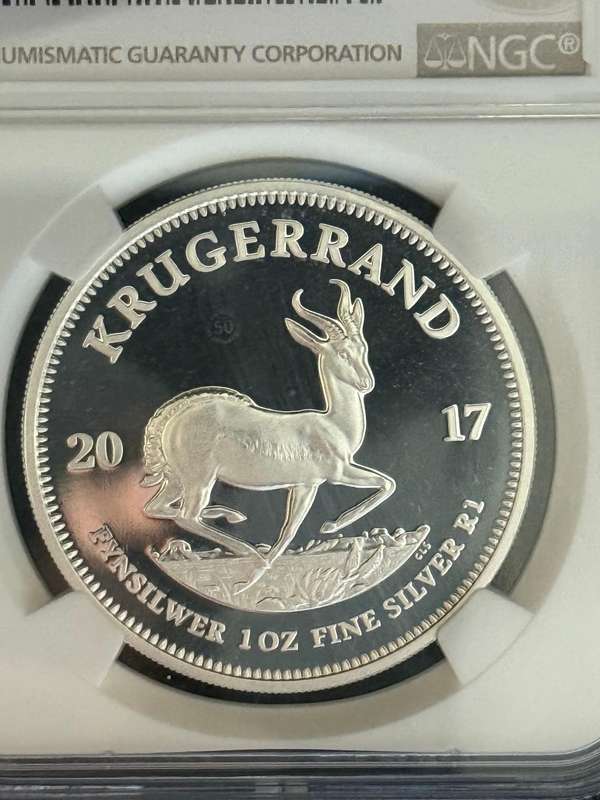 2017 Proof Silver Krugerrand - 50th Anniversary Privy Mark. TOP POP - PF70 Ultra Cameo