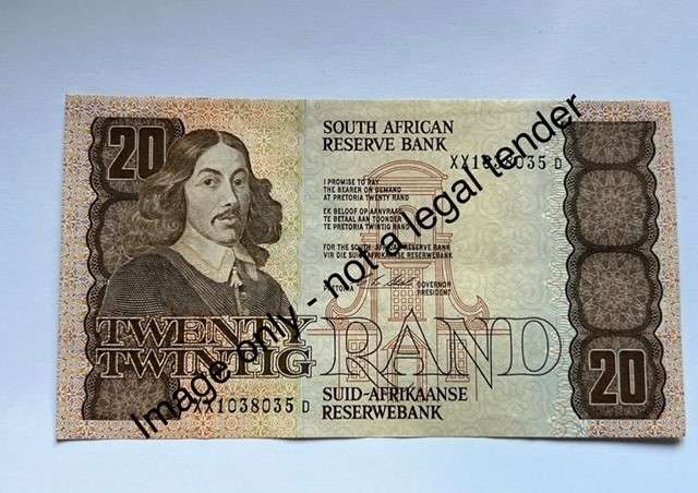 R20 South Africa REPLACEMENT Bank Note - XX series - Governor CL Stals. UNC Catalogue Value R2,000