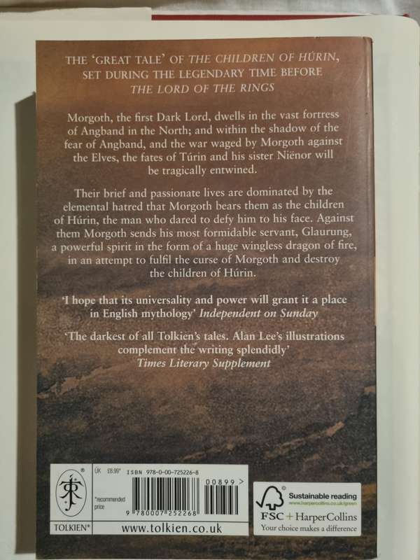 The Children of Hurin. Large softcover, illustrated. JRR Tolkien.