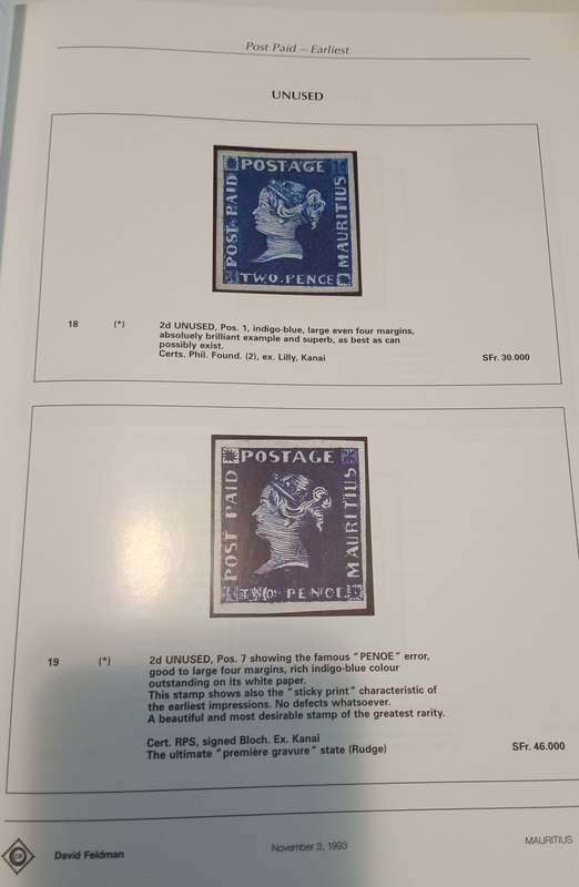 REDUCED!!Mauritius Stamp Sales Catalogue from Zurich