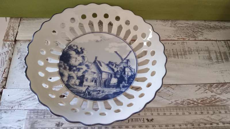 Blue and white wall decor bowl