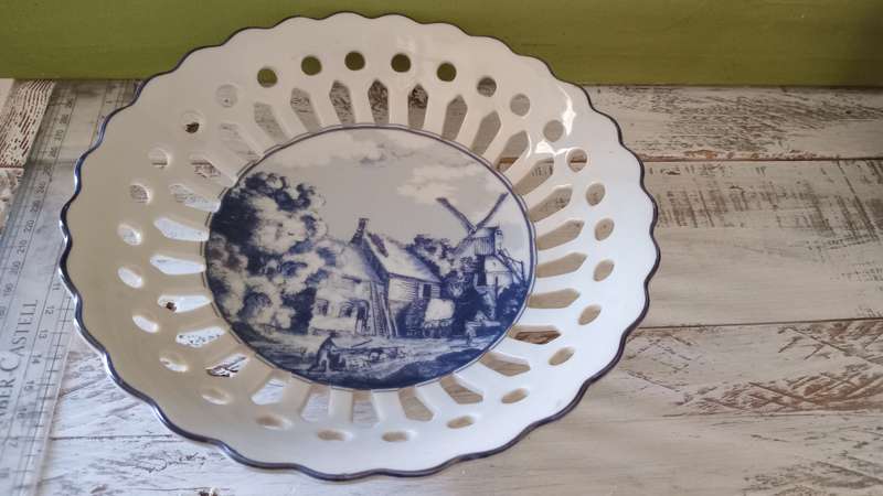 Blue and white wall decor bowl