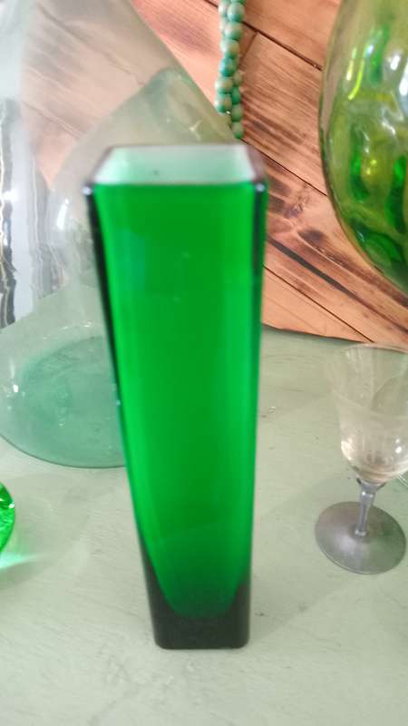 Vintage Green and white inside Bud vase