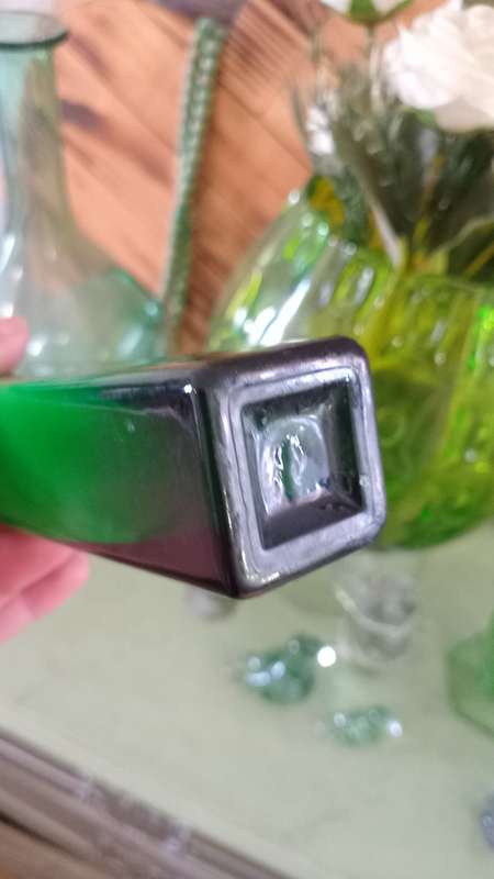 Vintage Green and white inside Bud vase
