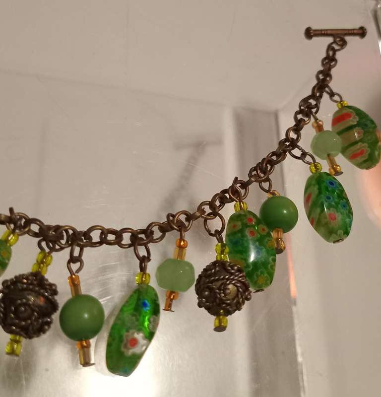 Vintage Murano Millefiori Charm Bracelet
