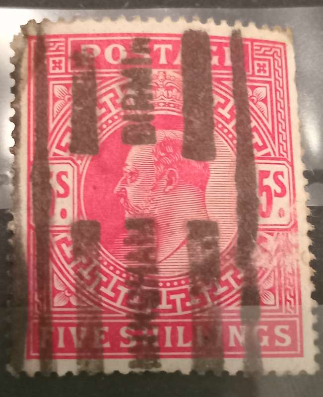 GB King Edward VII 1901 5 Shillings Stamp with Birmingham Cancel