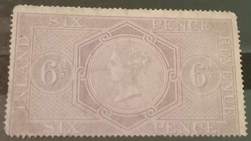 GB-QV Postal Fiscal Stamp SG.F25 6d Reddish Lilac (1881) Cat £200