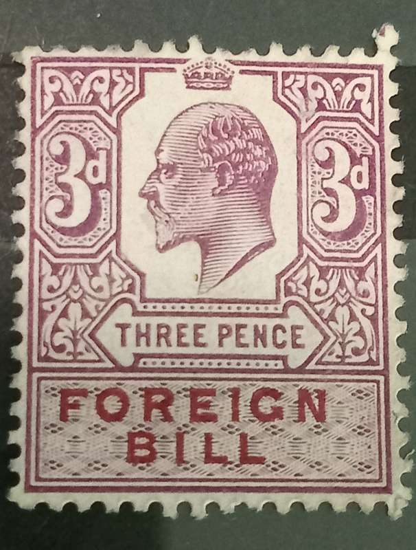 GB- MNH fiscal/ revenue stamp. Foreign Bill GV 3d purple