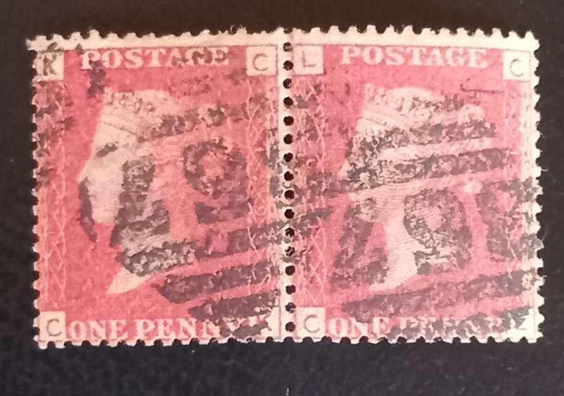 GREAT BRITAIN- Penny Red Pair, Plate 129, SG43