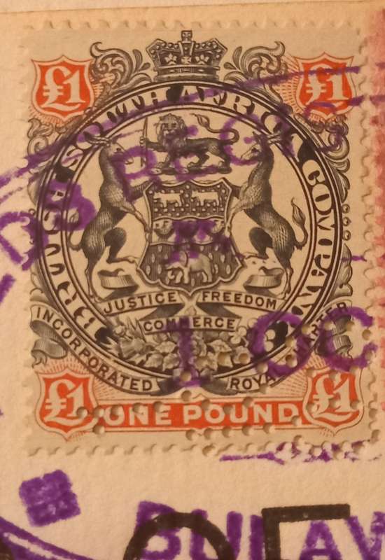 BSAC 1897 £1 Black and red Brown + 1 Shilling Pair on Deed of Transfer CV R3000+
