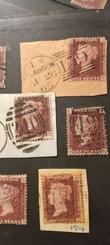 REDUCED!GREAT BRITAIN QV SG43 Penny Red Shades x 9 Plum,Lake Plum and deep Plum, Rare shades,High CV