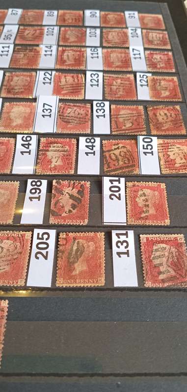 REDUCED!!GB QV SG43 Penny Red Huge lot of 45 different plate nrs with 49 stamps