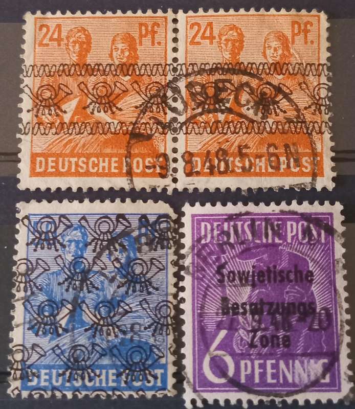 (36) GERMANY SELECTION OF OVERPRINT VARIETYS(incl Band overprint)X 4 STAMPS