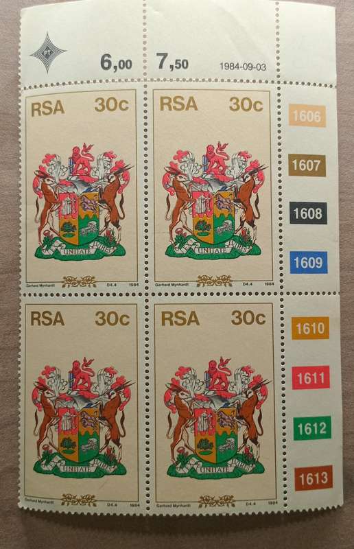 (50)RSA,1984,NEW CONSTITUTION,30c, BLOCK OF 4,MNH