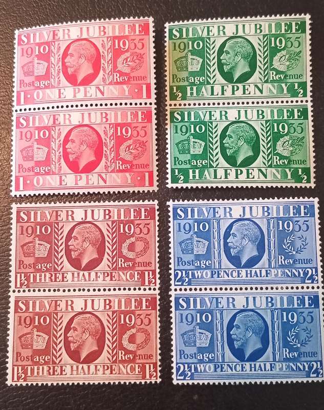 (56) GREAT BRITAIN,1935,SILVER JUBILEE SET OF 4 IN PAIRS,MNH