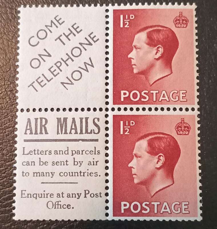 (59)GREAT BRITAIN,ADVERTISING AIRMAIL 1 ½d plus 2 Stamps attached