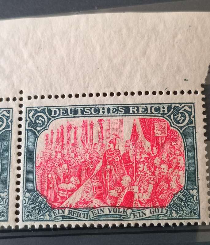 GERMAN REICH 5 MARK PAIR!!, PEACE PRINTING, GREEN BLACK/DARK CARMINE, VERY RARE TO FIND IN A PAIR