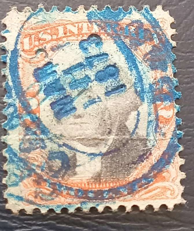 USA 1873 Revenue stamp with dated blue cancel