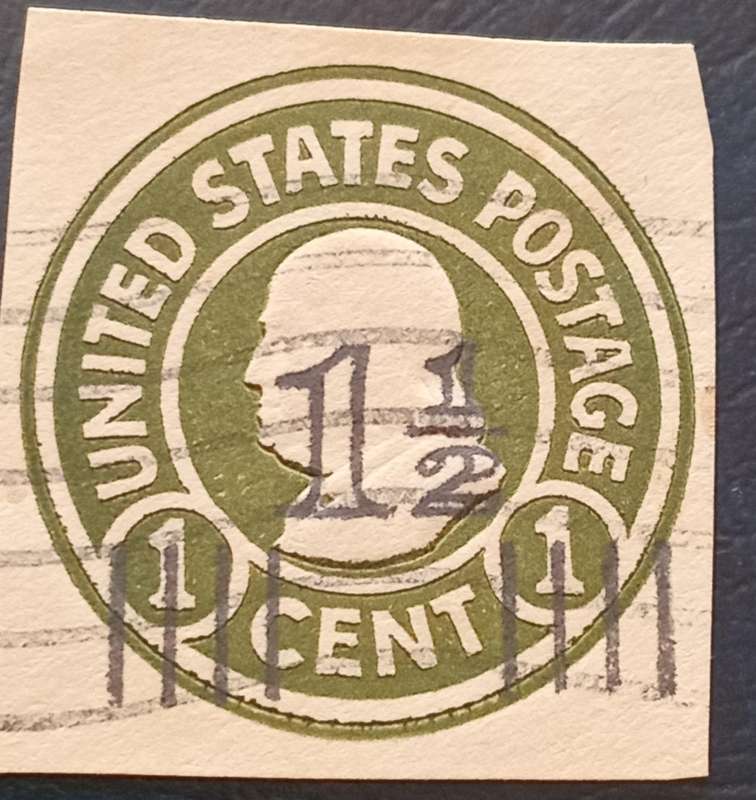 US 1916 1c Green Benjamin Franklin Embossed Stamp with overprint SCARCE & VALUABLE Used