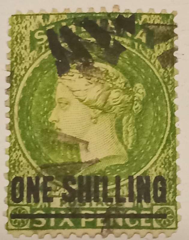 ST Helena 6d, overprint 1 Shilling,Scott#39 CV $65