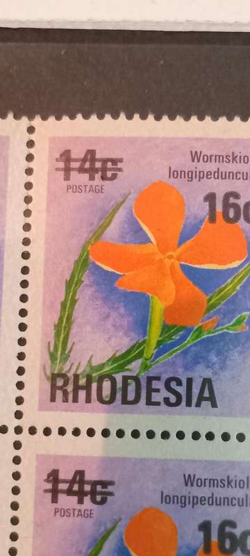 RHODESIA 1976 Joined '6' & 'c' of 6c, SG 527(var) MNH BLOCK OF 6 With other variants aswell