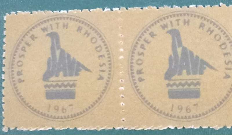 Rhodesia "Prosper with Rhodesia" label in Olive Green Pair