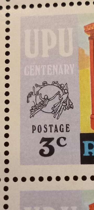 RHODESIA 1975 SCARCE 'BROKEN EMBLEMS' 3c UPU BLOCK OF 10