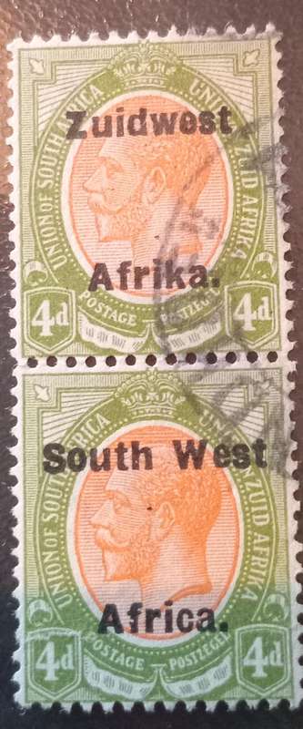 UNION OF SA WITH Zuidwest Afrika overprint Type VI #44 4d pair