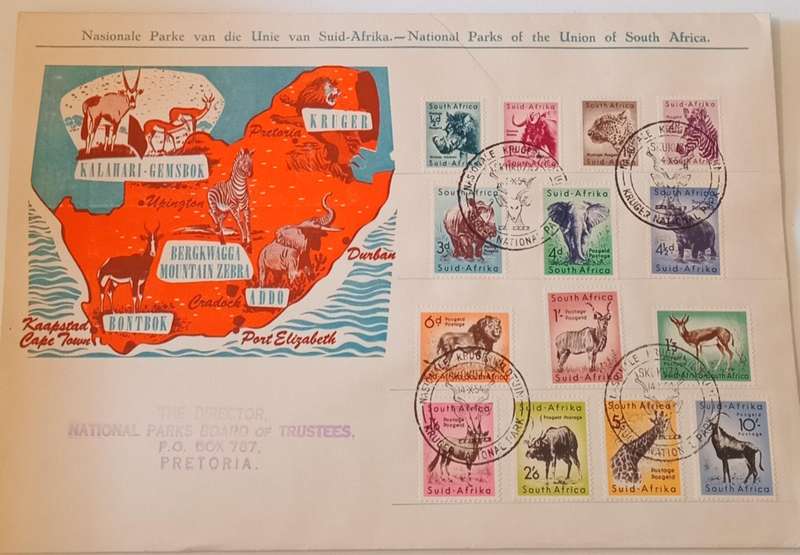 South Africa 1954 Wildlife Definitives first day cover, KRUGER NATIONAL PARK