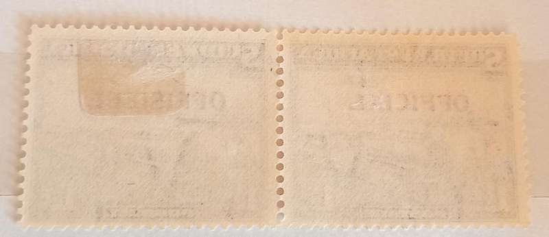 1945 S.W.A. OFFICIAL DARK RED OVERPRINT ON 1½d Pair MH