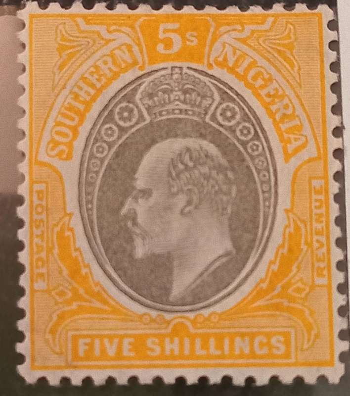 SOUTHERN NIGERIA-1903-4 5/- Grey-Black & Yellow MH