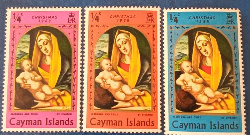 Cayman Islands 1968 QE2 Set of 3 Christmas stamps