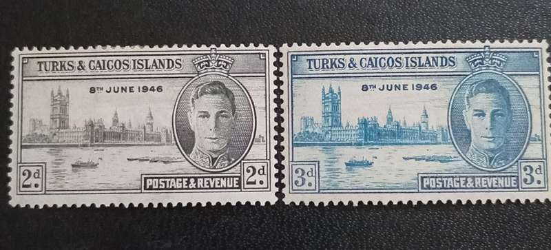 Turks & Caicos Islands 1946 SC 90-91 MH Set Victory Peace