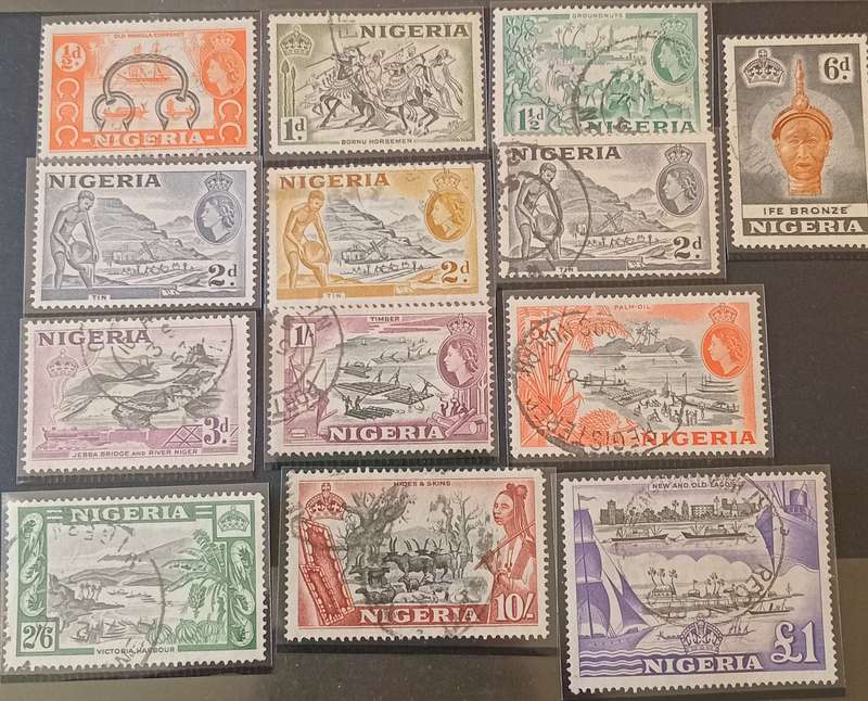 Nigeria QEII 1953, Complete Set To £1,VFU not hinged