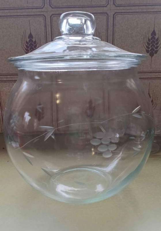Large Grape design Glass Coockie Jar